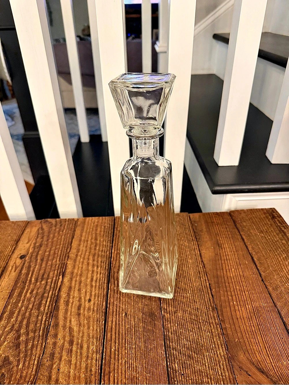 Vintage Clear Glass Decanter With Matching Stopper